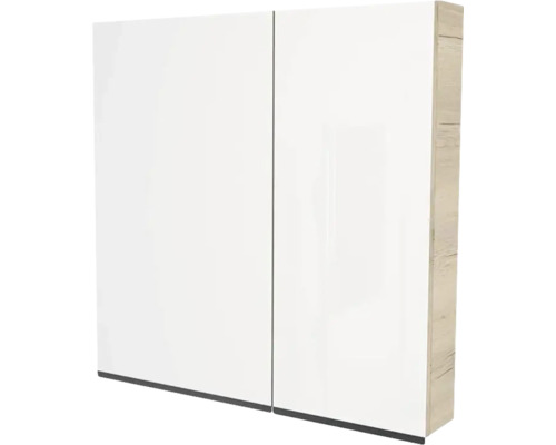 Devo Spiegelschrank Viva 2.0 links BxHxT 85 x 85 x 15 cm oak halifax white Weißer Spiegelschrank mit zwei Türen für das Badezimmer