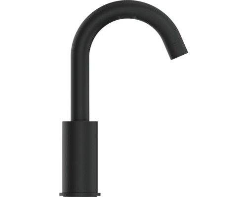 Schwarzer Waschtisch Wasserhahn mit gebogenem Auslauf