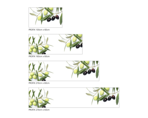 Différentes tailles de crédences de cuisine PROFIX avec motif d''olives