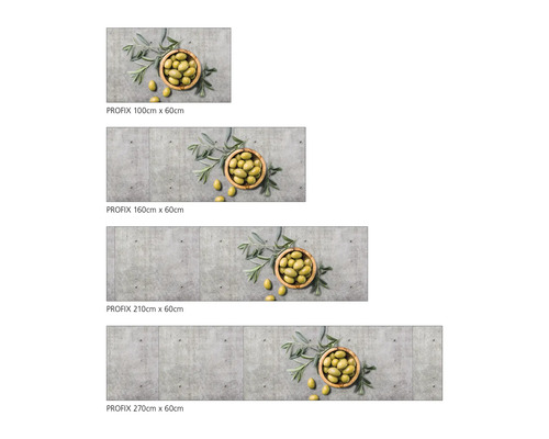 Plusieurs nappes PROFIX de différentes tailles avec un motif d''olives.