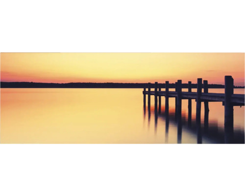 Küchenrückwand mySpotti Profix Seepanorama 160 x 60 cm PX-16060-1902-HB Holzsteg am See bei Sonnenuntergang