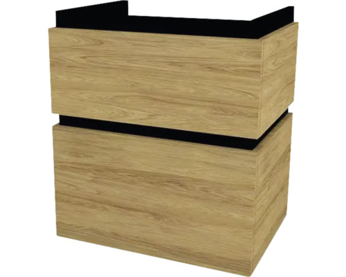 Meuble sous vasque avec 2 tiroirs Devo Viva 2.0 lxhxp 59x66x44 cm natural hickory