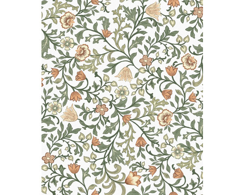 Vliestapete 47626 Heritage Blümchen grün weiss Blumentapete mit Rankenmuster