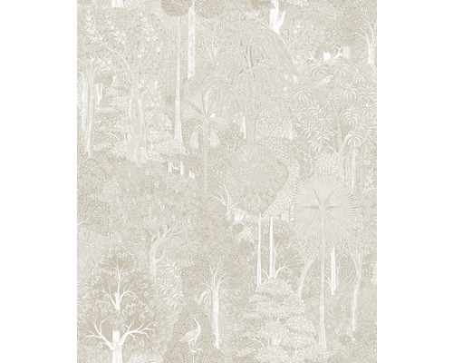 Papier peint intissé 47649 Heritage forêt beige Papier peint avec motif de forêt et motifs d''arbres