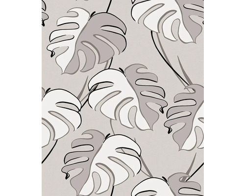 Papier peint intissé 81606 Kylie Floral gris Papier peint à motif de feuille de monstera