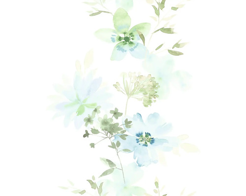 Papier peint intissé Kylie pastel fleurs blanc vert