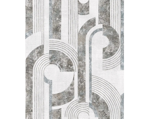 Papier peint intissé 81630 Kylie Abstrait gris Papier peint à motif géométrique composé de cercles et de lignes