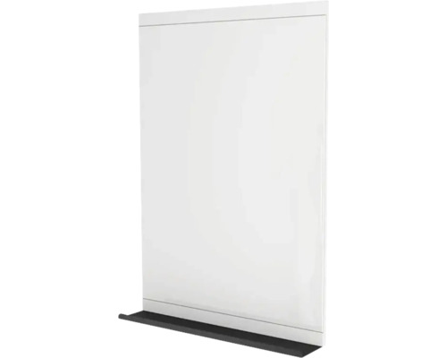 Spiegel mit Ablage Devo Viva 2.0 BxHxS 60x85x12 cm premium white supermatt/black Weisse Duschwand mit schwarzem Bodenprofil