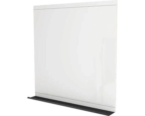 Spiegel mit Ablage Devo Viva 2.0 BxHxS 85x85x12 cm premium white supermatt/black Weisse Duschwand mit schwarzer Bodenbefestigung