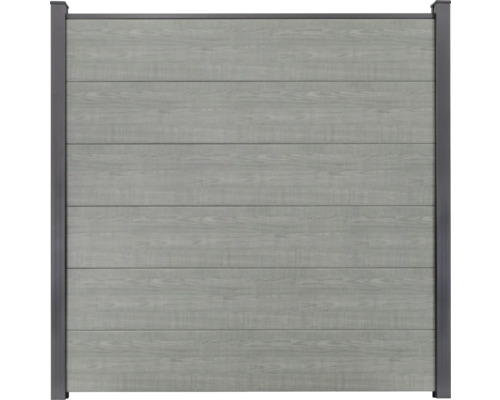 Élément principal GroJa BasicLine clôture enfichée étroite 180 x 180 cm Grey Ash Cut