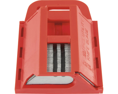 50 lames de couteau universelles dans un distributeur en plastique