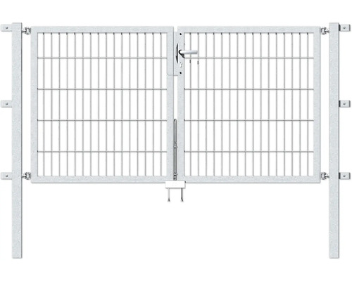 Portillon double ALBERTS Flexo 200 x 100 cm 6/5/6 dormant 40x40 avec poteaux 6 x 6 cm galvanisé à chaud