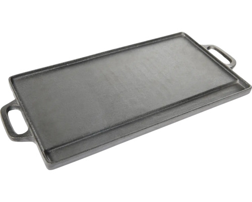 Plaque de gril rectangulaire en fonte avec poignées