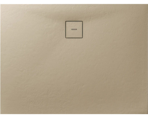 Duschwanne Mineralguss BREUER Modern Line Steinoptik Sandstein 90 x 100 cm Beige Duschwanne mit quadratischem Abfluss
