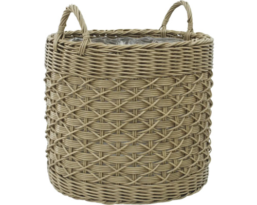 Cache-pot rond en rotin avec poignées