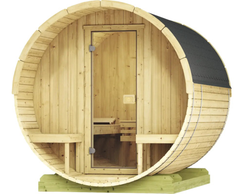 Sauna baril Weka 198 sans poêle avec porte entièrement vitrée couleur graphite