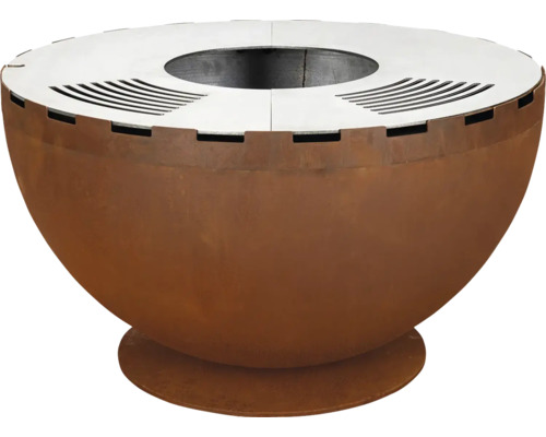 Feuerschale aus Stahl mit Grillplatte für den Aussenbereich