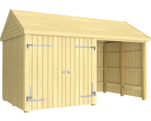 Gerätehaus PLUS Classic Multi Gartenhaus 10 m² 2 Module mit Doppeltür und offener Front