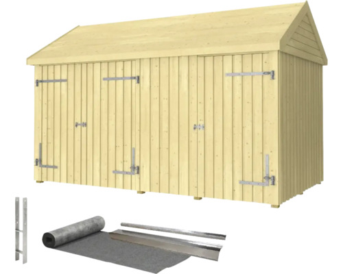 Holzschuppen mit Doppeltür und Zubehör
