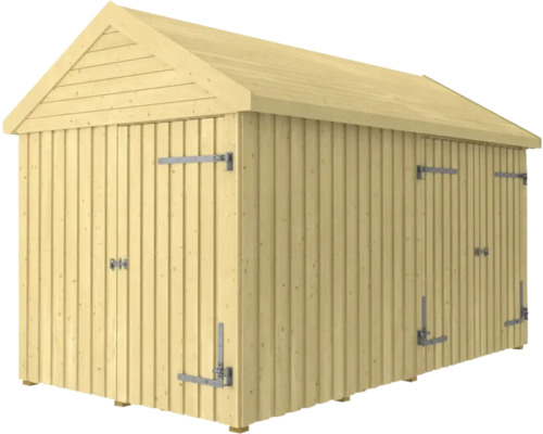 Gerätehaus PLUS Classic Multi Gartenhaus 10 m² 2 Module mit Einzel- und Doppeltür inkl. Dachpappe/Aluminiumprofil/H-Pfostenfüße