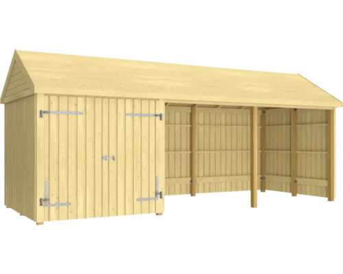 Gerätehaus PLUS Classic Multi Gartenhaus 14,5 m² 3 Module mit Doppeltür und offener Front