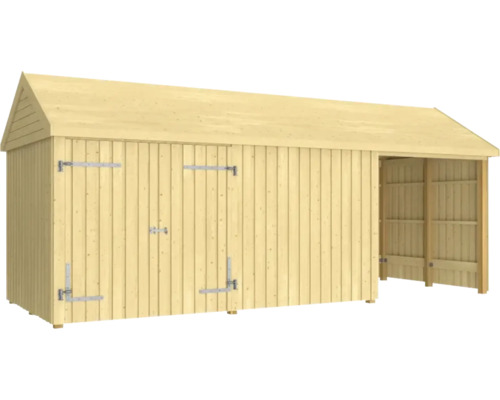 Gerätehaus PLUS Classic Multi Gartenhaus 14,5 m² 3 Module mit Doppeltür und offener/geschlossener Front