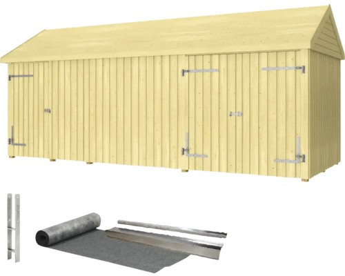 Holzgarage mit Doppeltüren und Zubehör