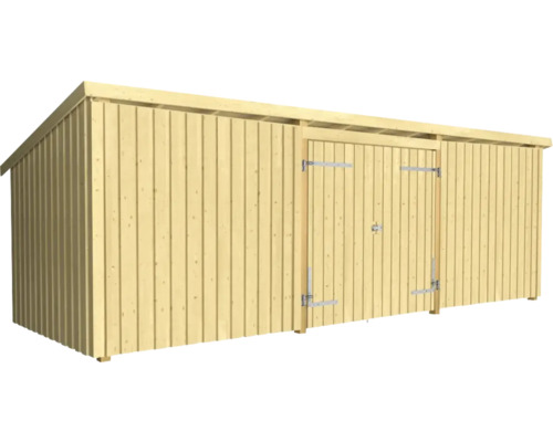 Gerätehaus PLUS Nordic Multi Gartenhaus 14 m² 3 Module mit Doppeltür und geschlossener Front