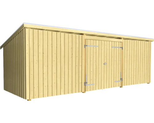 Gerätehaus Nordic Multi Gartenhaus 14 m² 3 Module mit Doppeltür und geschlossener Front inkl. Dachpappe/Aluminiumleisten