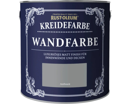 Rust-Oleum® Chalky Finish Wandfarbe anthrazit 2,5 l Kreidefarbe Anthrazit für Wände und Decken im Farbbehälter