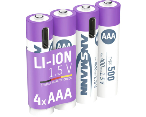 Ansmann Akkubatterie Li-lon Micro AAA 4 Stück