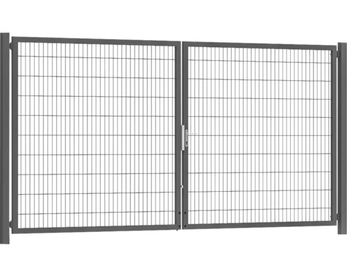 Premium-Doppeltor 400 x 200 cm 8/6/8 Rahmen 60x40 inkl. Pfosten zum Einbetonieren RAL 7016 anthrazit