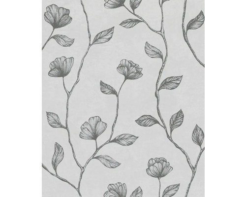 Papier peint intissé 34802 GZSZ Floral gris argent Papier peint à motif floral