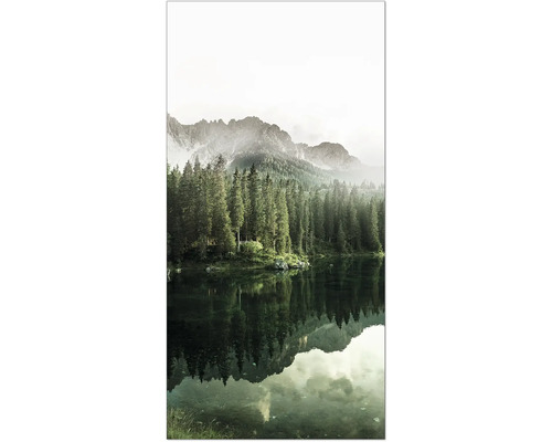 Tableau sur toile Forêt sur un lac de montagne III Giclée 100x200 cm