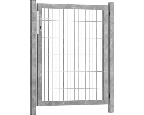 Premium-Einzeltor 100 x 120 cm 8/6/8 Rahmen 60x40 inkl. Pfosten zum Einbetonieren feuerverzinkt Metallzauntür mit Griff und Schloss