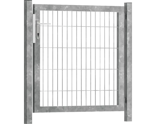 Premium-Einzeltor 100 x 100 cm 8/6/8 Rahmen 60x40 inkl. Pfosten zum Einbetonieren feuerverzinkt Gartentor aus Metall mit Türgriff und Schloss