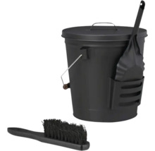 Kaminbesteck mit Eimer, Schaufel und Bürste