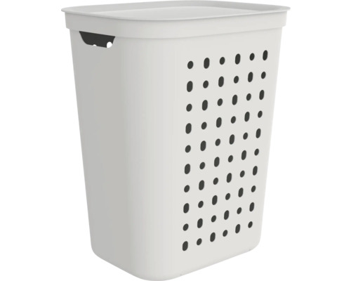 Coffre à linge Rotho JONA 55 litres lxhxp 35.5x53.3x43.2 cm Mistletoe white Panier à linge en plastique avec trous pour l''aération