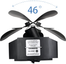 Ofenventilator mit einem Neigungswinkel von 46 Grad