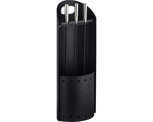 Kaminbesteck Stockholm schwarz 3-teilig Kaminbesteck-Ständer mit drei Kaminwerkzeugen