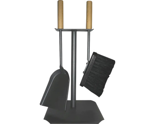 Kaminbesteck Trondheim 2-teilig schwarz Kamingarnitur mit Schaufel und Besen