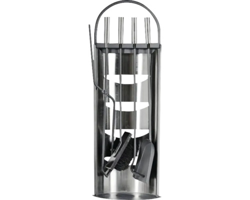 Kaminbesteck Helsinki edelstahl 4-teilig Kaminbesteck mit Halter, Schaufel, Besen, Schürhaken und Zange