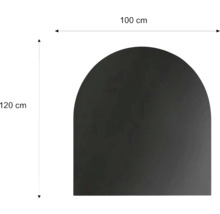 Abbildung einer schwarzen Möbelfront mit den Maßen 100 mal 120 Zentimeter.