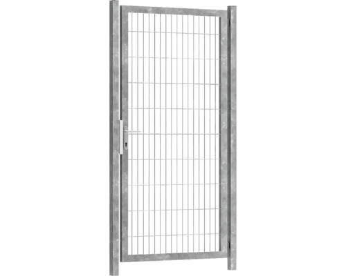 Premium-Einzeltor 100 x 200 cm 8/6/8 Rahmen 60x40 inkl. Pfosten zum Einbetonieren feuerverzinkt Metallzauntür mit Griff und Schloss
