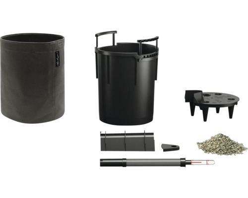 Komplettes Pflanzgefässset mit Pflanzgefäss, Einsatz, Erd-Bewässerungs-System und Substrat