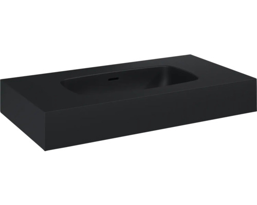Jungborn DECEM Kompaktmarmor-Waschtisch 80.6x46 cm schwarz matt Schwarzes Aufsatzwaschbecken für das Badezimmer
