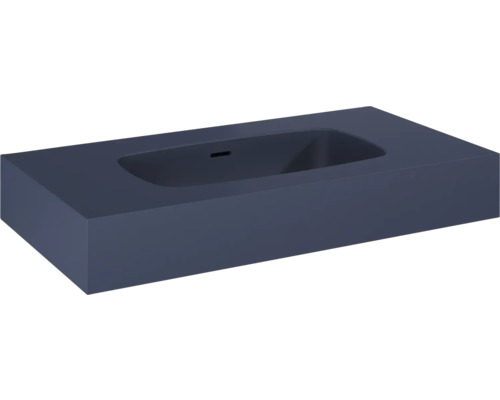 Jungborn DECEM Kompaktmarmor-Waschtisch 80.6x46 cm navy blau matt Rechteckiges Aufsatzwaschbecken aus Mineralguss