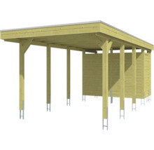 Holzcarport mit Flachdach und Geräteraum