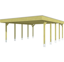Carport pour deux véhicules SKAN HOLZ Friesland 557x708 cm, toit aluminium, imprégné par immersion