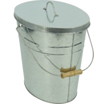 Ovaler Metalleimer mit Deckel und Holzgriff